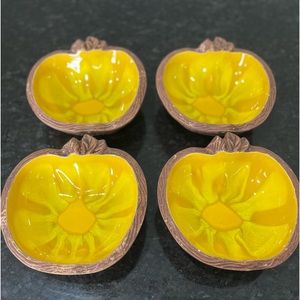 4 CALIFORNIA POTTERY SEQUOIA WARE Bowls Yellow Lacquer 801B USA 5 1/2”